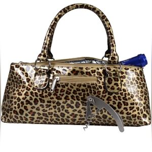 Primeware Wine Clutch Insulated Beverage Lunch Tote Bag Cheetah Print NEW